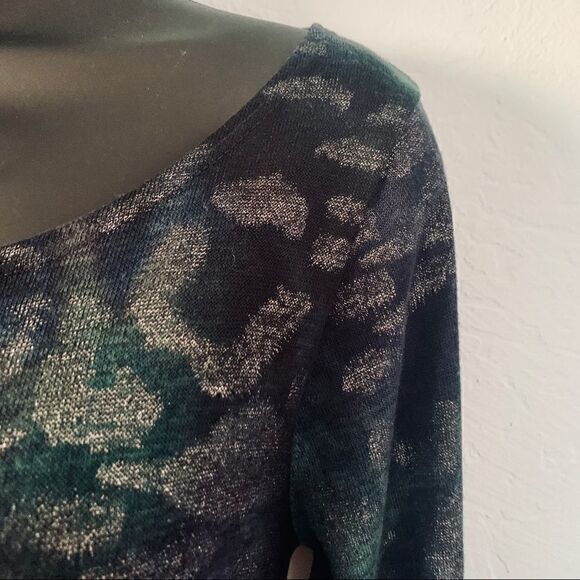 Alice Moon Blue & Green Silver shimmer Smocked Waist Dress Size Medium - Picture 3 of 12